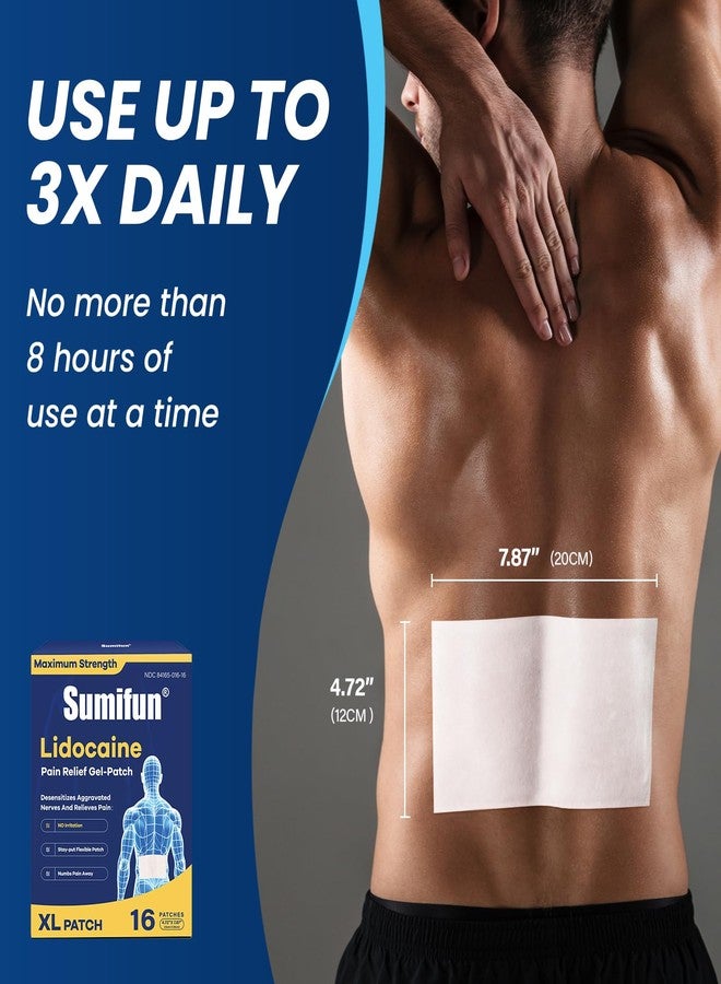 سوميفون لصقات سوميفن إكس إل ليدوكايين 4%، أقصى قوة تخدير بدون وصفة طبية، لصقات كبيرة جدًا 4.72 بوصة × 7.87 بوصة لتسكين آلام الظهر والساق بالكامل، تسكين طويل الأمد للألم لمدة 8 ساعات (كبيرة جدًا، العدد 16) - Image 3